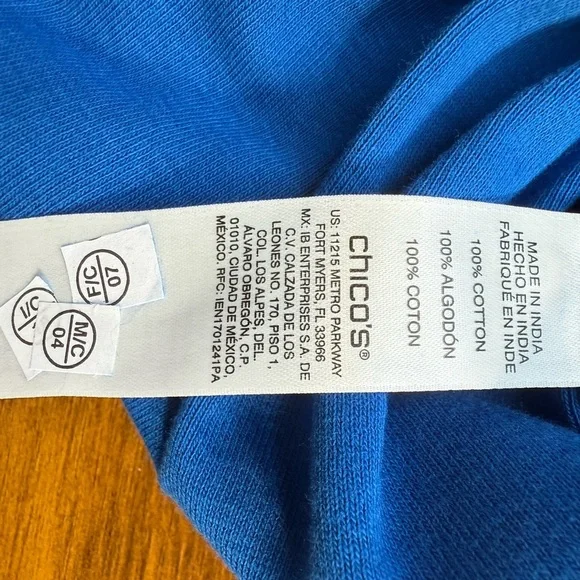 BUNDLE OF 2 Chico's Blue and Pink Short Sleeve Tees | Size 2 (L/12) - Picture 4 of 7